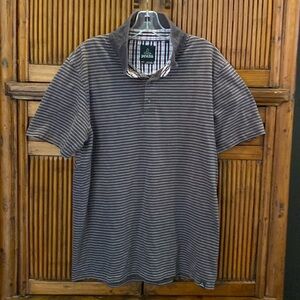 Prana Gray Striped Polo Shirt